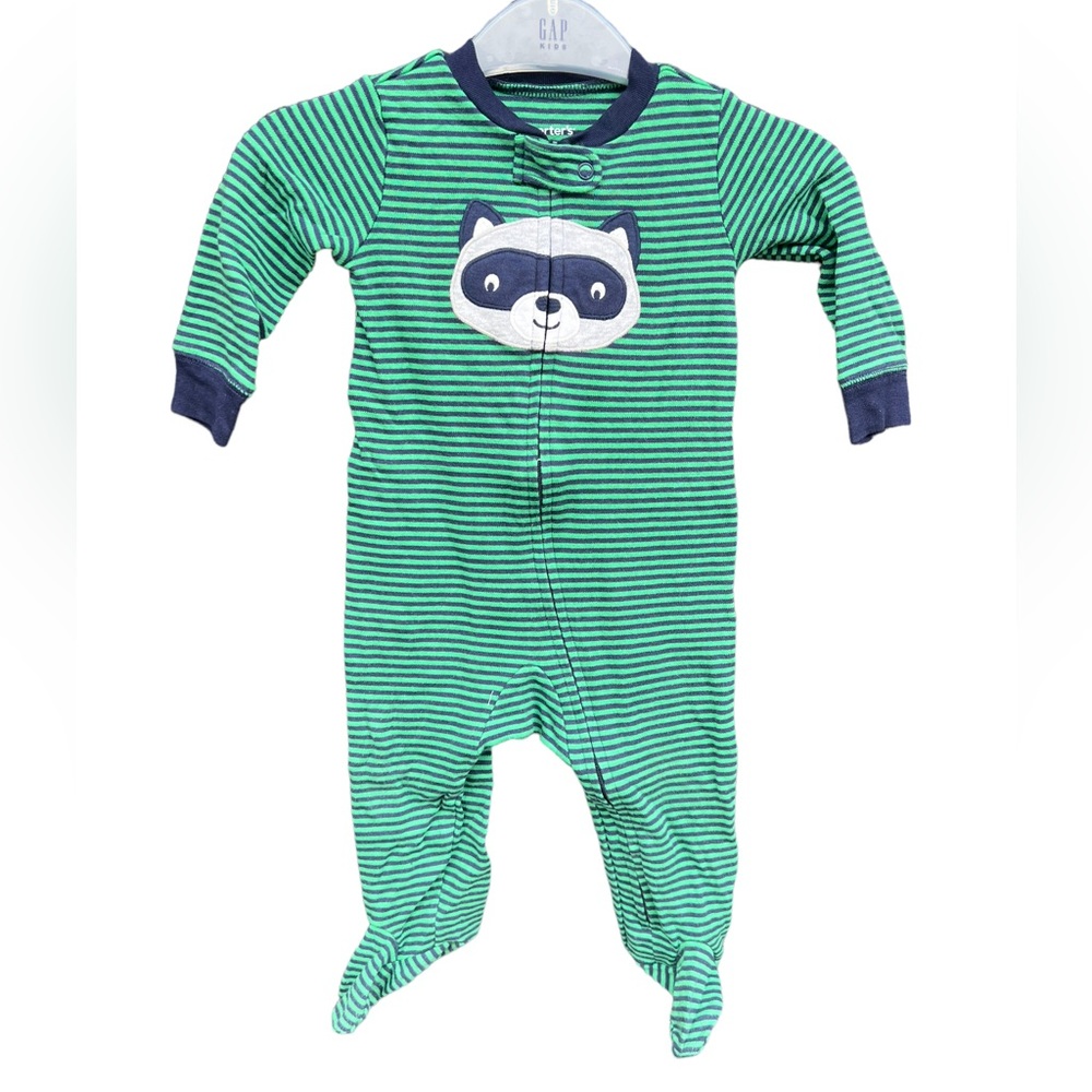 ⭐️⭐️⭐️3 for$12⭐️⭐️⭐️Carter’s Sleepwear Footsie Green & Blue Stripe Size 9 months